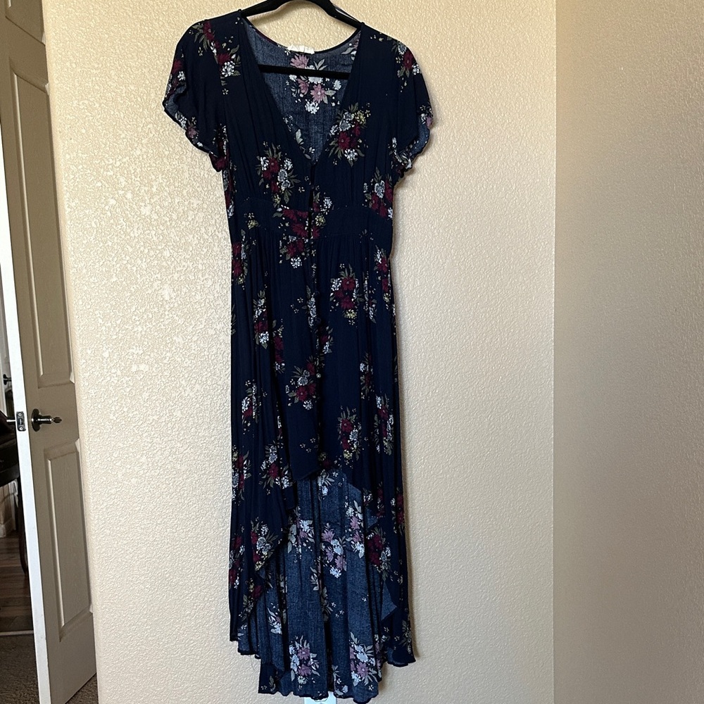 Promesa Navy Floral High Low Dress